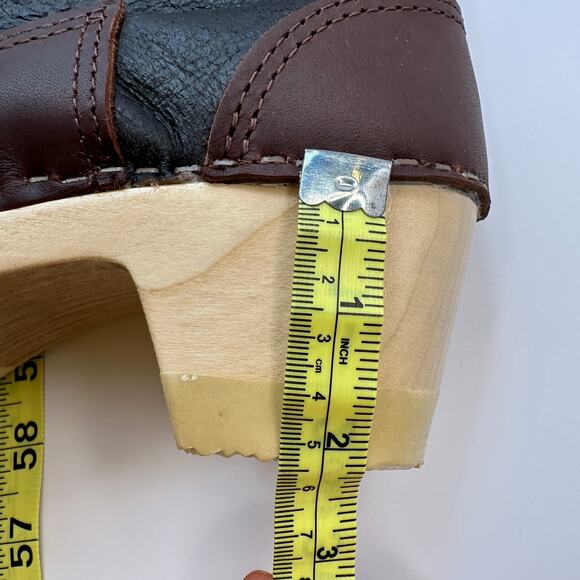 No. 6 Store 5" Pull On Shearling Clog Boot on Mid Heel Brown Aviator Size 38 NIB - Picture 14 of 16